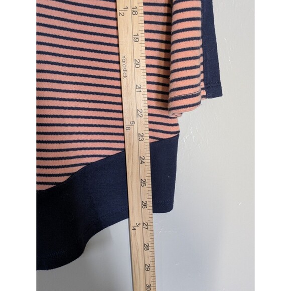 Blair Women's Blue Pink Asymmetrical Hem Striped 3/4 Sleeve Tshirt Size Medium - Picture 7 of 8